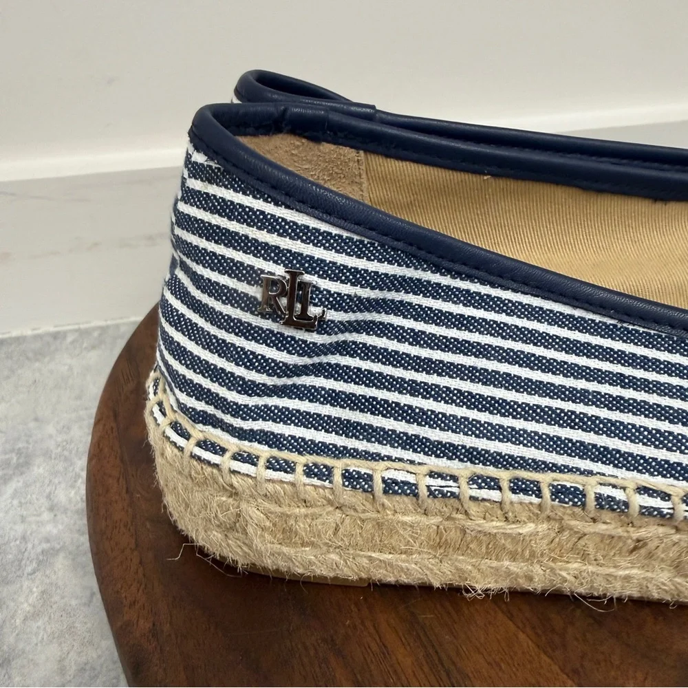 The Lauren‎ Ralph Lauren Luize Striped Canvas Ballet Espadrille Sz 7